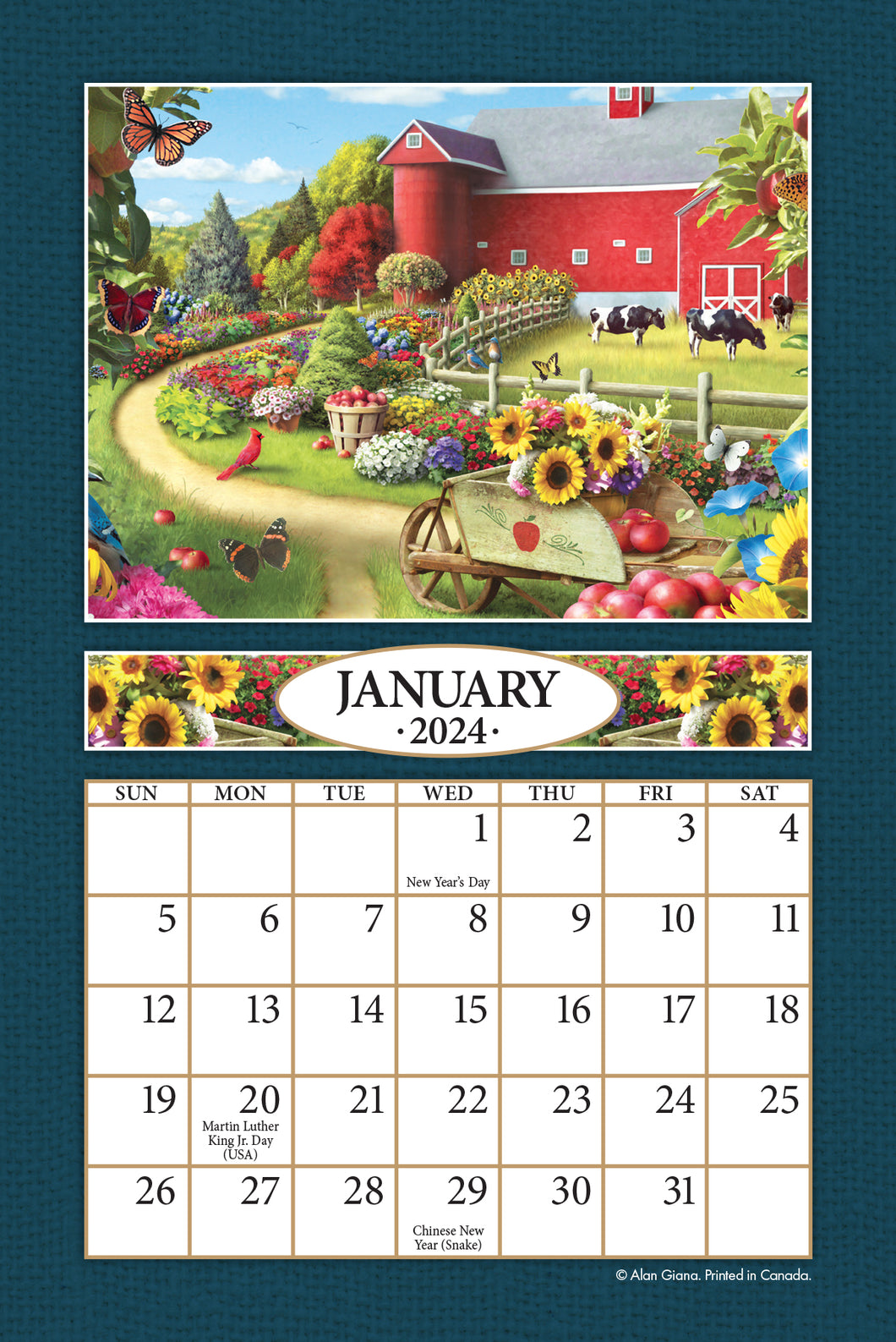 A Country Walk 2025 (Item #2692) - 4x6 Refill Sheet Calendar - BONUS POCKET PLANNER & BOOKMARK WHILE QUANTITIES LAST