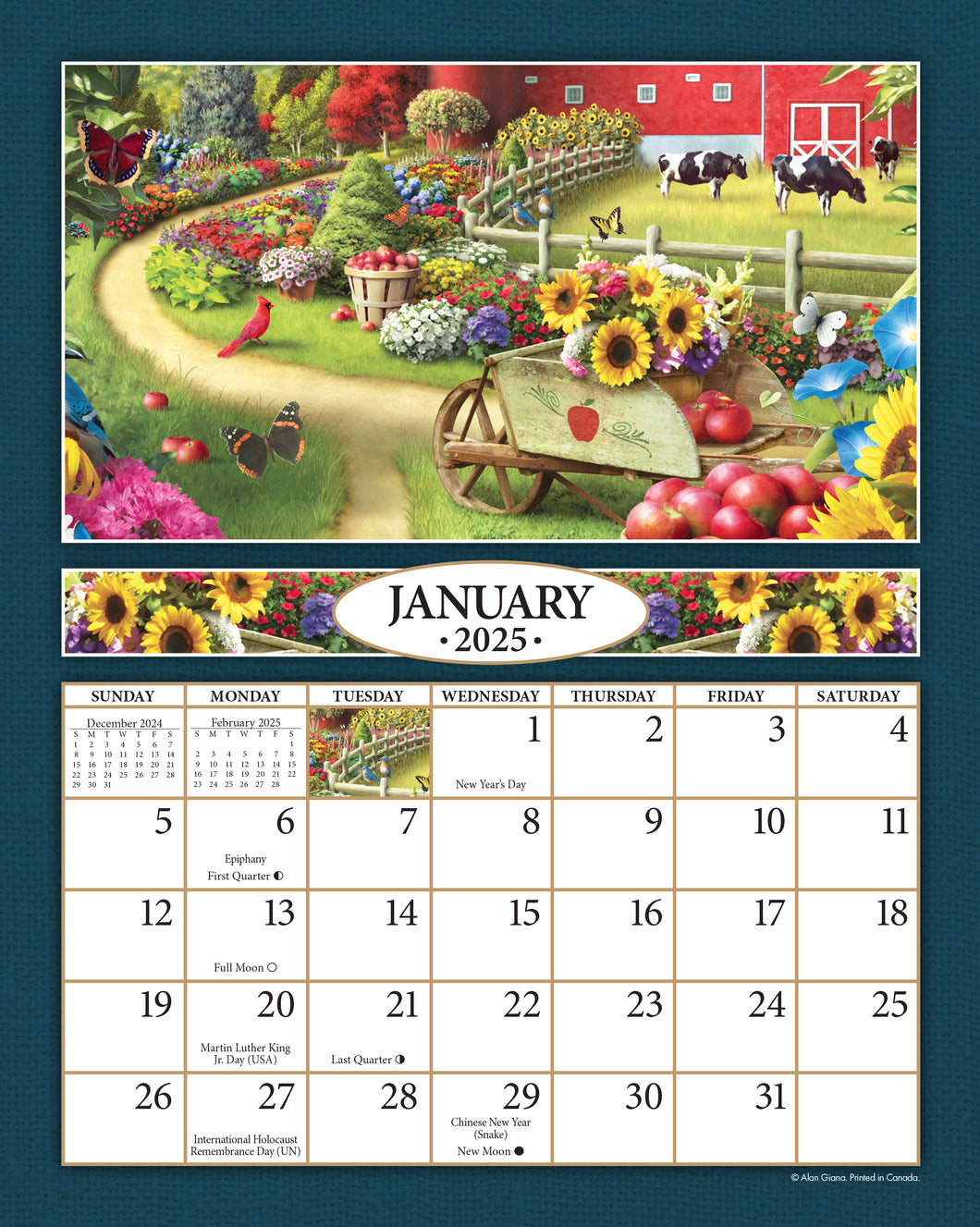 A Country Walk 2025 (Item #2616) - 8x10 Refill Sheet Calendar - BONUS POCKET PLANNER & BOOKMARK WHILE QUANTITIES