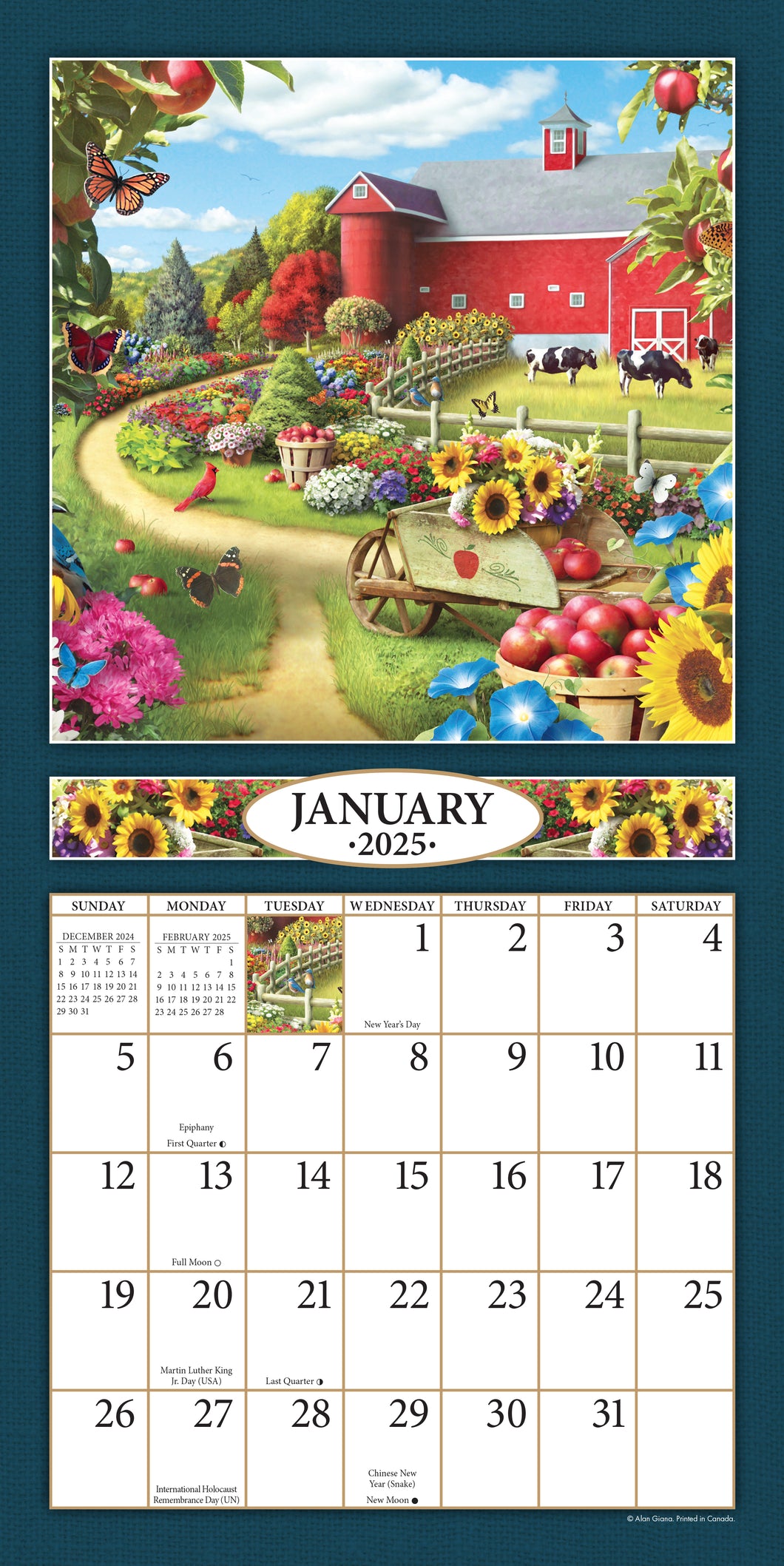 A Country Walk 2025 (Item #2579) - 8x16 Refill Sheet Calendar - BONUS POCKET PLANNER & BOOKMARK WHILE QUANTITIES LAST