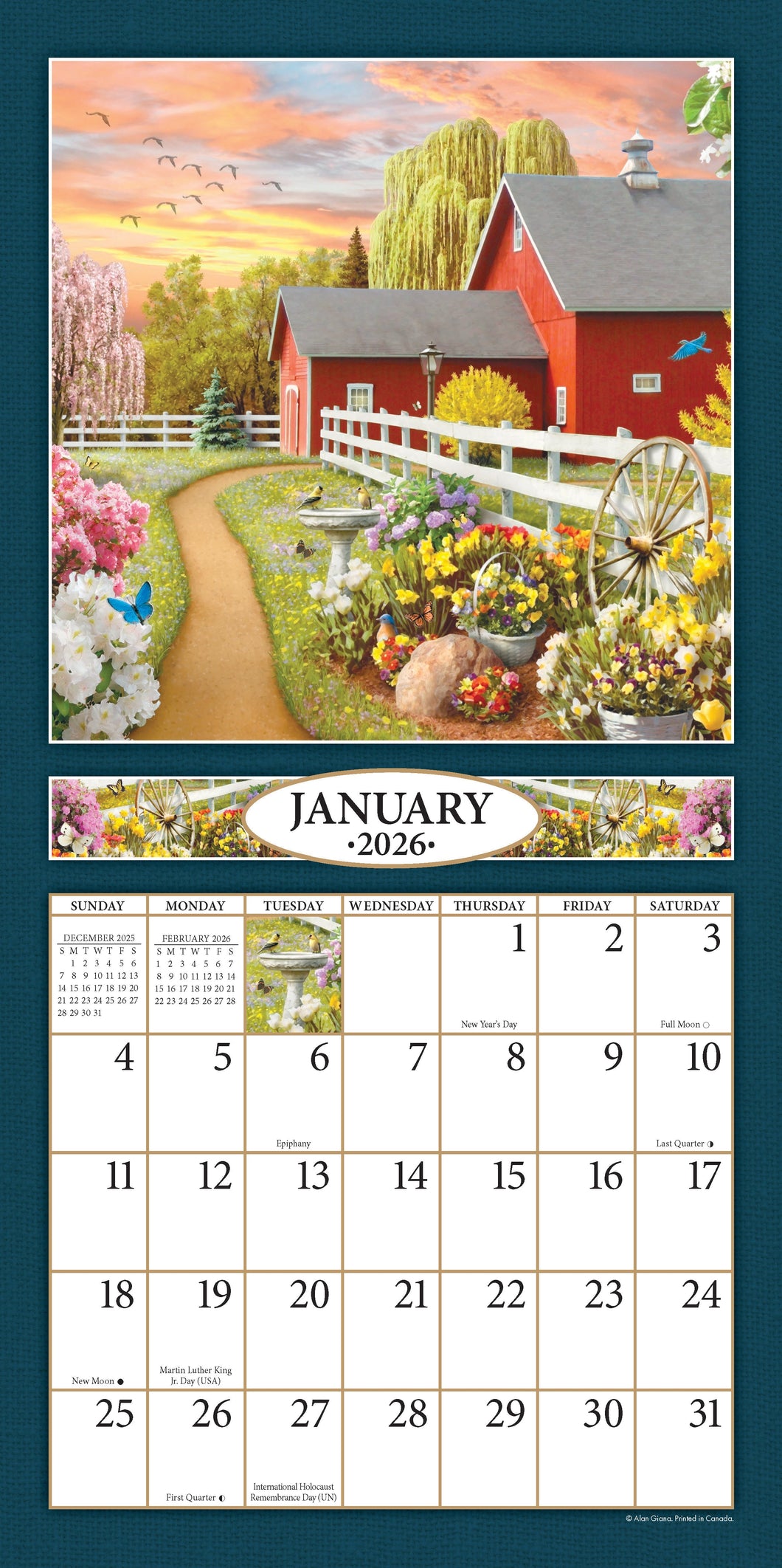 A Country Walk 2026 (Item #2579) - 8x16 Refill Sheet Calendar - BONUS POCKET PLANNER & BOOKMARK WHILE QUANTITIES LAST