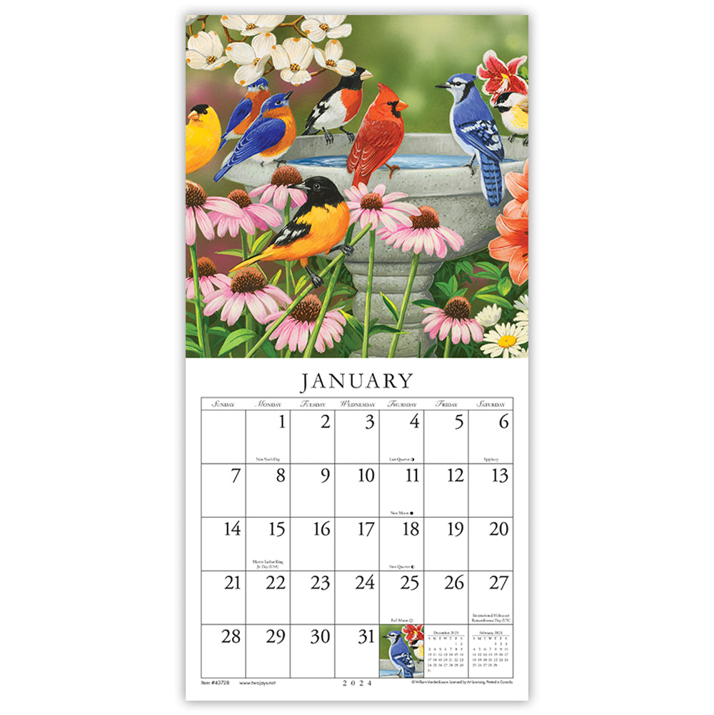 Feathered Friends 2024 (Item #43728) - 7x14 Refill Sheet Calendar - INCLUDES LIST PAD & BONUS BOOKMARK - WHILE QUANTITIES LAST