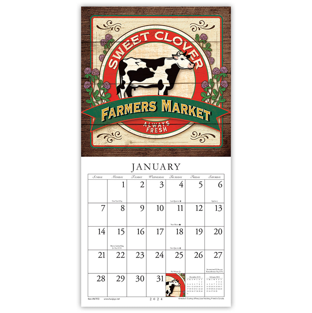 Farmers Market 2024 (Item #41913) - 7x14 Refill Sheet Calendar - INCLUDES LIST PAD & BONUS BOOKMARK - WHILE QUANTITIES LAST