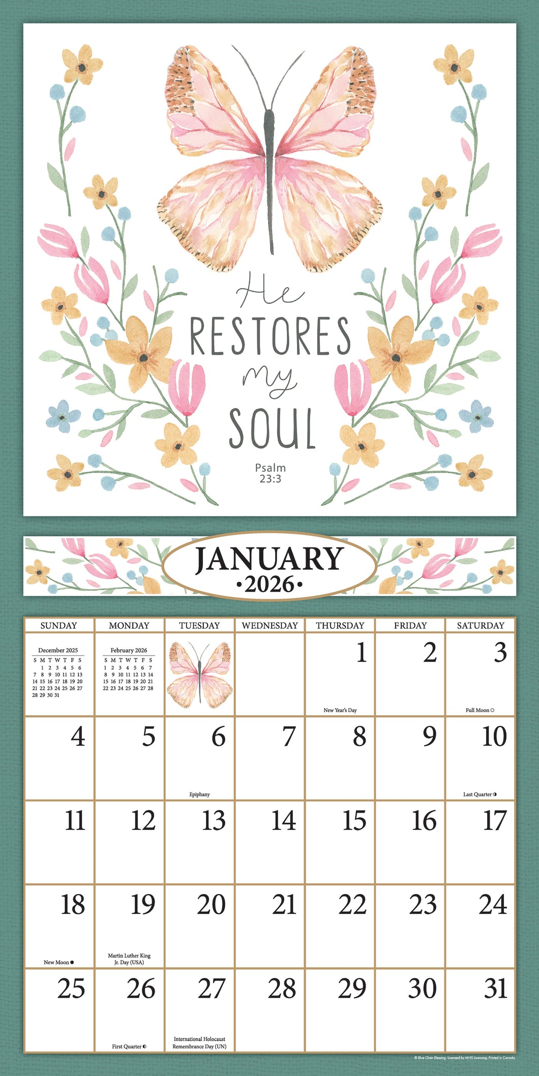 Faith and Devotion 2026 (Item #77662) - 12x24 Refill Sheet Calendar - BONUS POCKET PLANNER & BOOKMARK WHILE QUANTITIES LAST